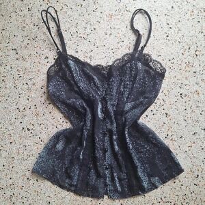 Guess Snakeskin Y2k Chiffon Lace Cami Top Babydoll Goth Grunge Indie Whimsy